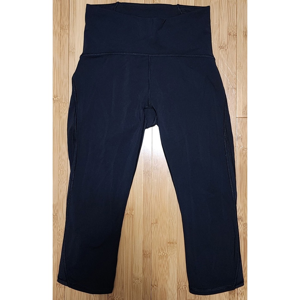 Lululemon Women's Train Times Crop 17โ Black Leggings Size 4 Activewear Stretch